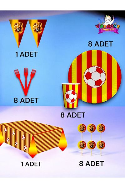 VibeHome Yellow Red Fan Premium Set for 8 - Birthday Party and Fun Events