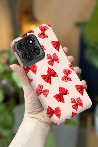 Reeder S71 Uyumlu Kamera Korumalı Kırmızı Kurdele Desenli HD Baskılı Silikon ...