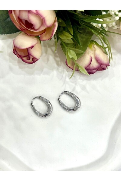 XUPING JEWELRY Vip Serisi Gümüş Renk Taşlı Çelik Küpe