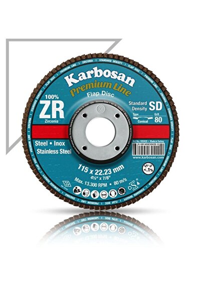 KARBOSAN Flap Disk Çelik ve İnox Zımpara ZR 115x22.23/80 Kum SD-Konik 983465 ...