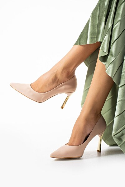 Güllü Shoes Béžové veganské kožené jehlové boty – pohodlné dámské boty na podpatku pro každodenní a zvláštní příležitosti