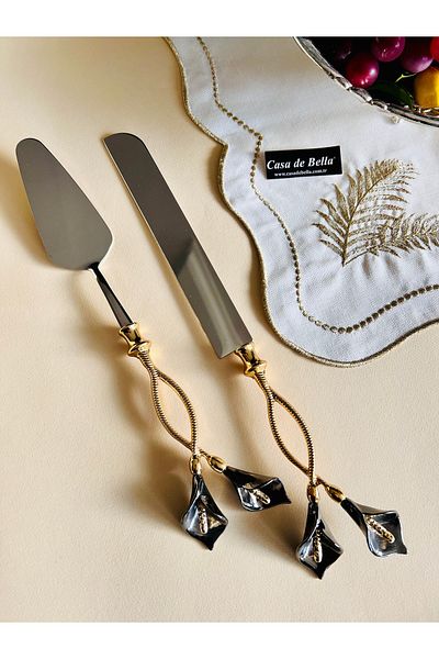 CASA DE BELLA مجموعة تقديم على شكل زهرة ذهبية مكونة من 5 قطع
