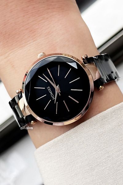 Homies Women's Wristwatch 3 Atm Waterproof Black Color Steel Cord + Bracelet Wlg138