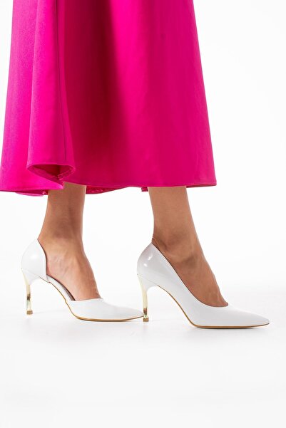 Güllü Shoes Dámské boty na podpatku - vysoké podpatky jehlové pohodlné stylové a tenké pracovní boty bílá barva 9 cm