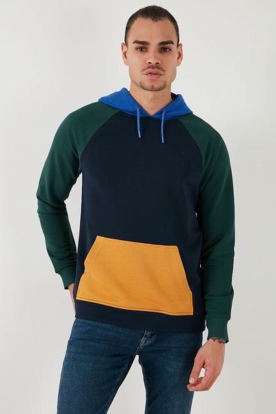 U.S. Polo Assn. БАЗА. Мъжки суитшърт поло - памук, цветни блокове, с качулка, стандартна кройка SWEAT G081GL0821958114