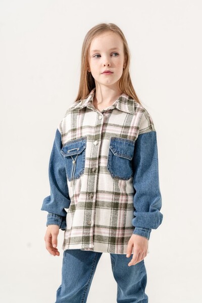 GİYİCEM Kız Çocuk Beden Ekoseli Gömlek 3133