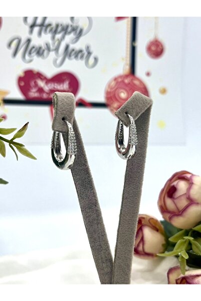 XUPING JEWELRY Vip Serisi Gümüş Renk Taşlı Çelik Küpe