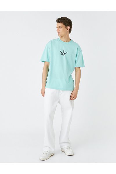 Koton Oversize T-Shirt Crown Printed Crew Neck Short Sleeve