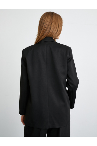 Koton Padded Blazer Jacket Double Breasted Buttons with Flap Pockets