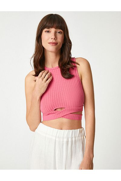 Koton Crop Athlete Window részletes személyzeti nyak