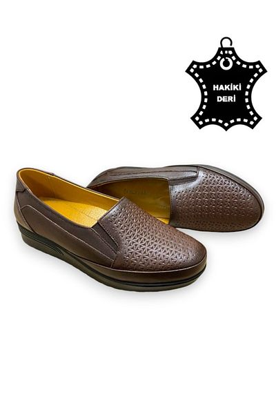 MAGIC SHOES Pantofi de damă maro din piele naturală cu branț ortopedic complet