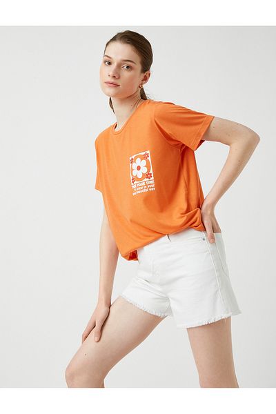 Koton Tricou imprimat pe spate, cu mânecă scurtă, cu decolteu