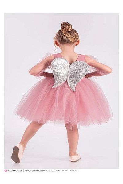 Aymini kids Elegant Evening Dresses with Tulle Sleeves with Sashes