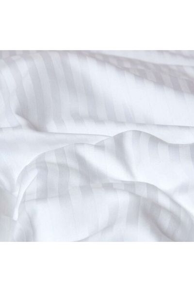 CzyLife Single Striped Cotton Satin Bed Sheet |   White |   180X280 - Hotel Collection