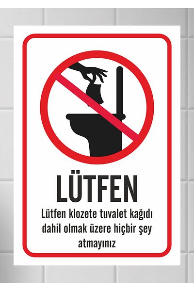 zafrakreklam Please Put Toilet Paper Etc. 16X23Cm Sign Pvc Board