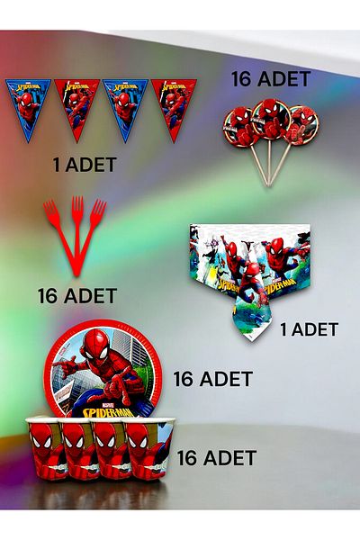 VibeHome Premium Set for 16 People Spiderman Themed - Birthday Party and Fun Events