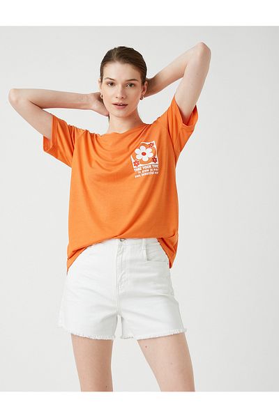 Koton Tricou imprimat pe spate, cu mânecă scurtă, cu decolteu