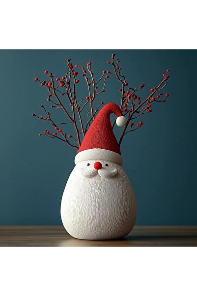 Genel Markalar Noel Baba Vazo Yılbaşı Noel Baba Figürlü Kuru Çiçek Vazosu Kokina Yılbaşı Çiçeği Vazosu