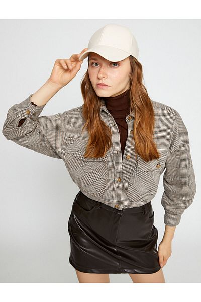 Koton Plaid Oversize Shacket with Pocket