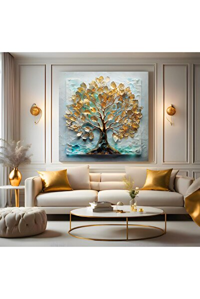 EMYA HOME Tablou pe pânză cu copac de aur