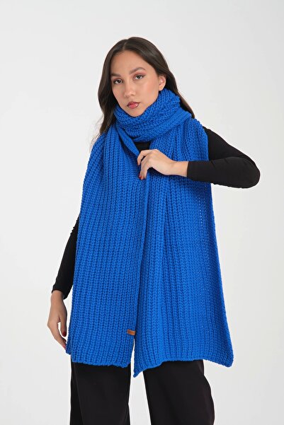 robanu Șal cu textură moale albastru cobalt din material subțire |   Eșarfă c...