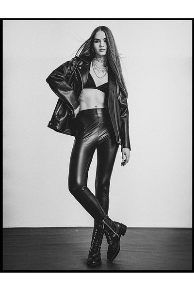 Koton Faux Leather Leggings Trousers Normal Waist