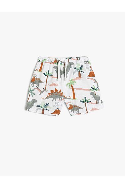 Koton Shorts Dinosaur Printed Cotton with Elastic Waist