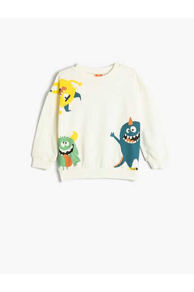 Koton Sweatshirt Rose Gold Crew Neck Monster Printed Cotton
