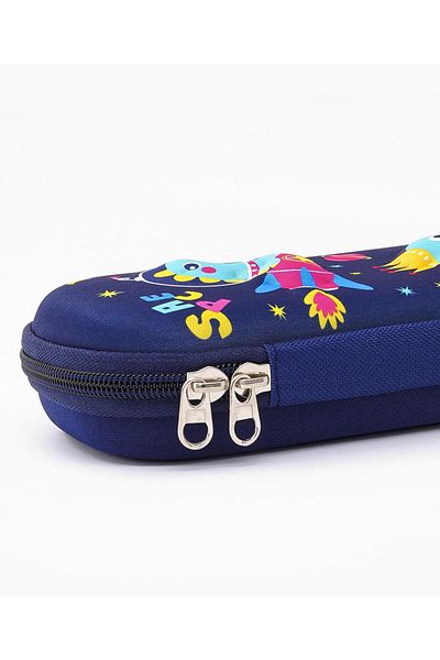 Bonfino Bonfino Dino Theme Pencil Case, Sturdy, Zipper Closure,  23 x 11 x 4 cm, 5 Years+ - Blue
