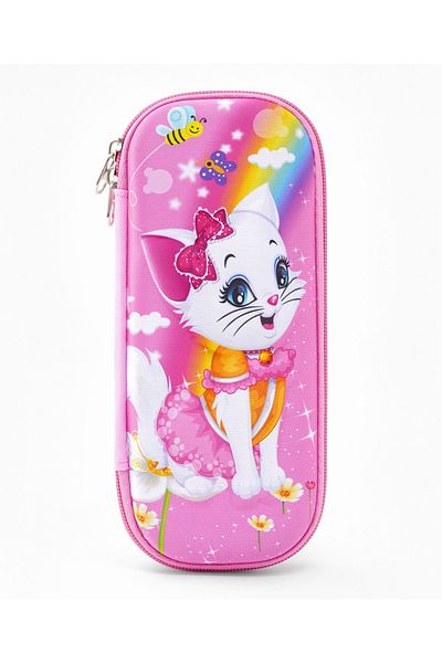 Bonfino Bonfino Cat Travel Pencil Case, Sturdy, Zipper Closure,  23 x 11 x 4 cm, 5 Years+ - Pink