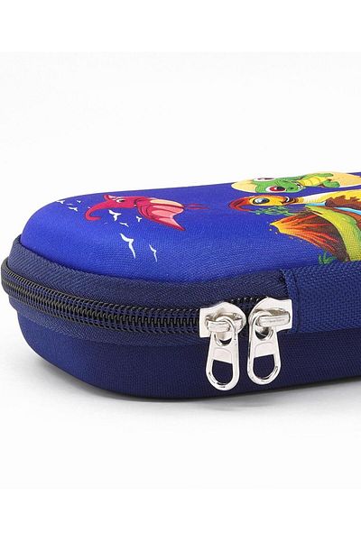 Bonfino Bonfino Dino Theme Pencil Case, Sturdy, Zipper Closure, 23 x 11 x 4 cm, 5 Years+ - Blue