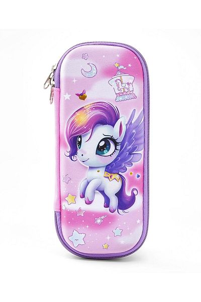 Bonfino Bonfino Unicorn Theme Pencil Case, Sturdy, Zipper Closure, 23 x 11 x 4 cm, 5 Years+ - Pink