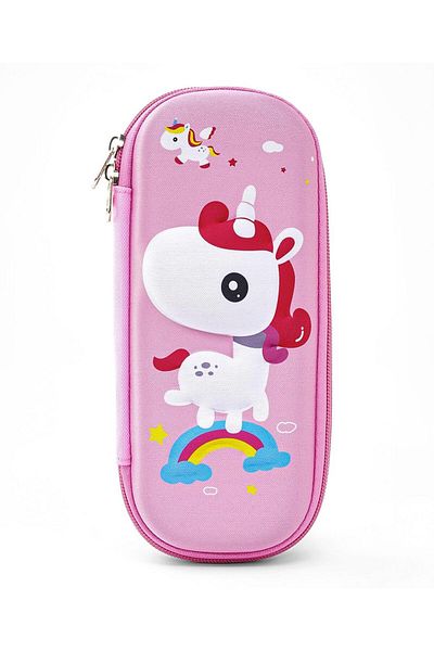 Bonfino Bonfino Unicorn Theme Pencil Case, Sturdy, Zipper Closure, 23 x 11 x 4 cm, 5 Years+ - Pink