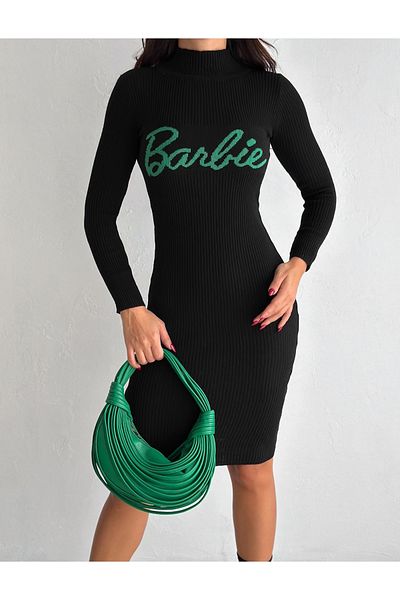 YUSUF CAN KARATAŞ KARATAŞ GİYİM Rochie de damă cu guler cu mânecă lungă din tricotaje standard Sml Lungime compatibilă 100 cm