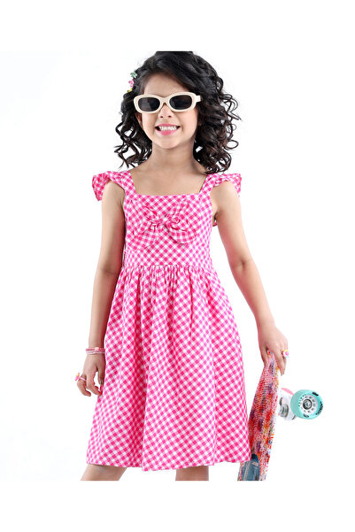 Babyhug Babyhug Rayon Woven Sleeveless Checkered Frock - Pink