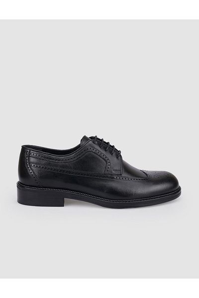 Cabani 100% Genuine Leather Black Laced Men's Classic Shoes