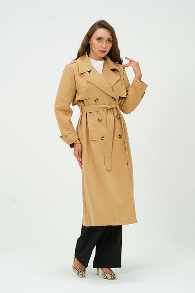 Bolivente Women's Double BReasted CollaR and Belted WindbReakeR Detailed Trench Coat