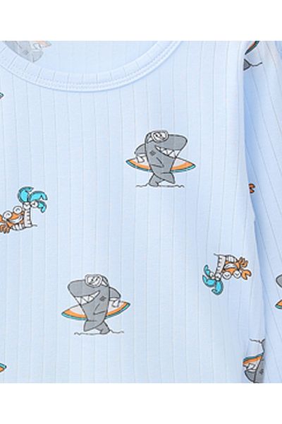 Babyhug SAPS All Over Shark Print Pyjama Set - Blue