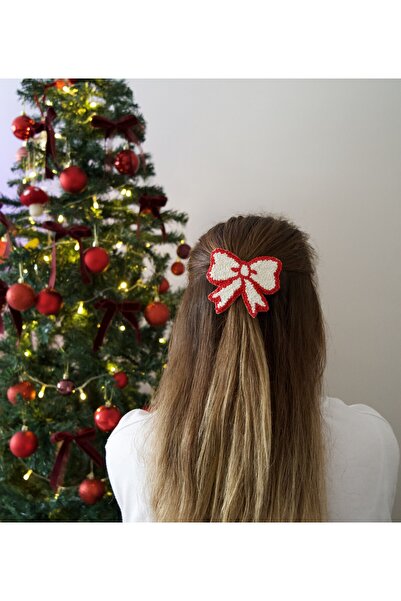 asyakuş Efsarstudio Handmade Fiyonk Desenli Punch Nakışı Otomatik Toka