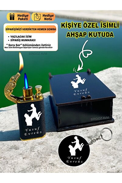 birdoz avm Kişiye Özel Isimli Hediyelik Babalar Günü Çift Ateşli Çakmak Ve An...