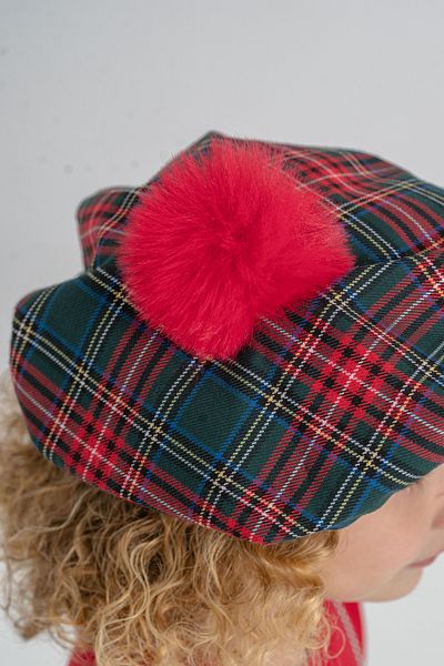 Eray Kids New Year's Plaid Detailed Girl's Hat-Bag Gift Sweatshirt Skirt Set