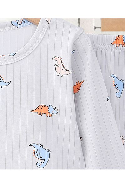 Babyhug طقم بيجامة SAPS All Over Dino Print - رمادي