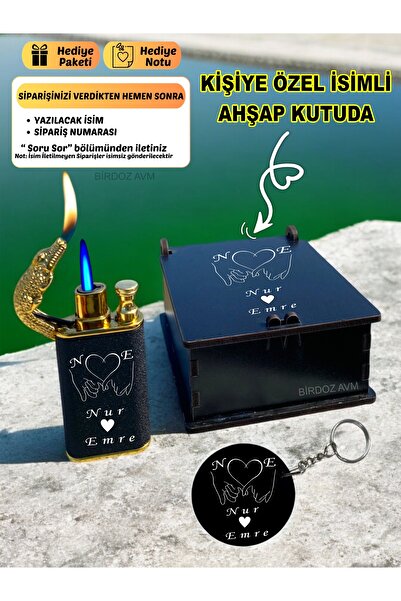 birdoz avm Kişiye Özel Isimli Hediyelik Timsah Başlıklı Çift Ateşli Çakmak Ve...