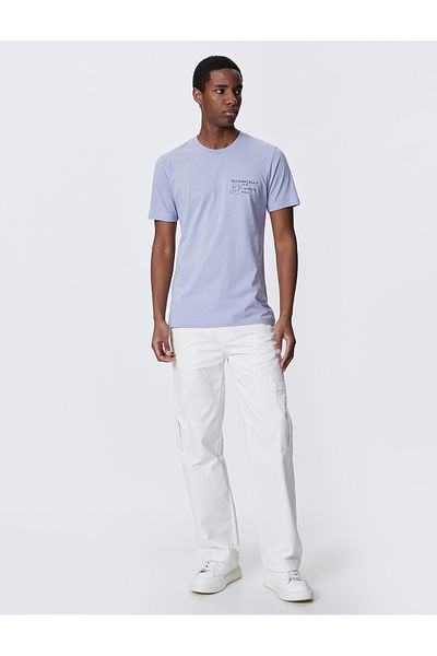 Koton Slogan Printed T-Shirt Slim Fit Crew Neck Cotton