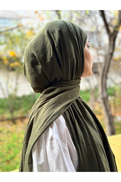 shalby Μαντήλι από βαμβακερό χακί σκούρο χακί