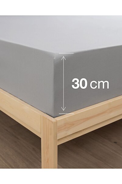 MODELHOME Ranforce Akfil Gray Fitted Sheet with Pillowcase Single Double Size Fitted Sheet Set