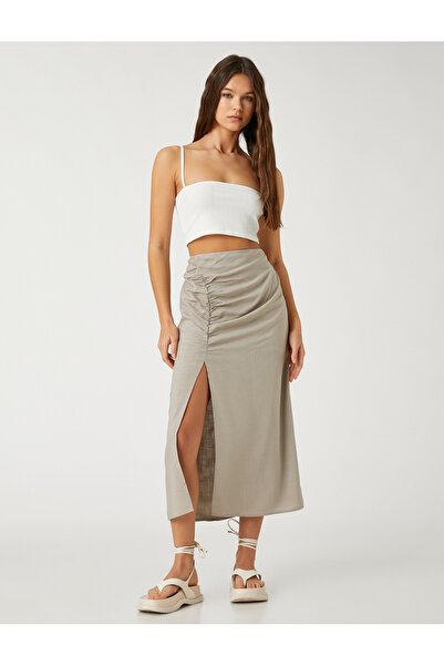 Koton Μίντι φούστα με σχίσιμο με λεπτομέρεια ψηλή μέση