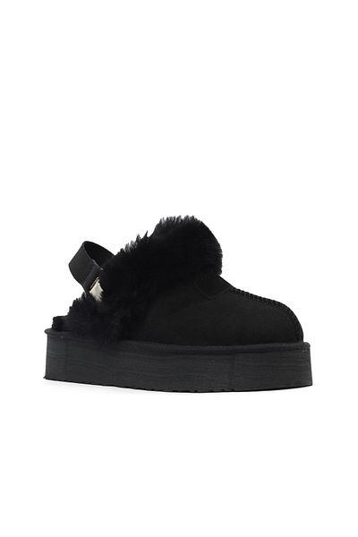 Bueno Shoes Μαύρες σουέτ γυναικείες παντόφλες με χαμηλό τακούνι 05ag6104054