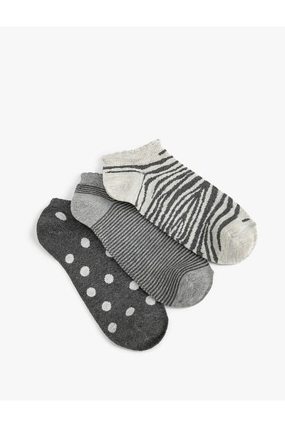 Koton Σετ 3 κάλτσες μποτάκια με σχέδια Zebra