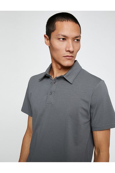 Koton Basic Tričko Polo Neck Bavlna
